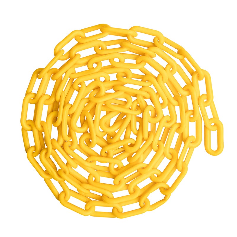 US Weight (Made in USA) 2" x 50' Yellow Plastic Safety Chain ft. SunShield UV Resistant Technology - Image 1